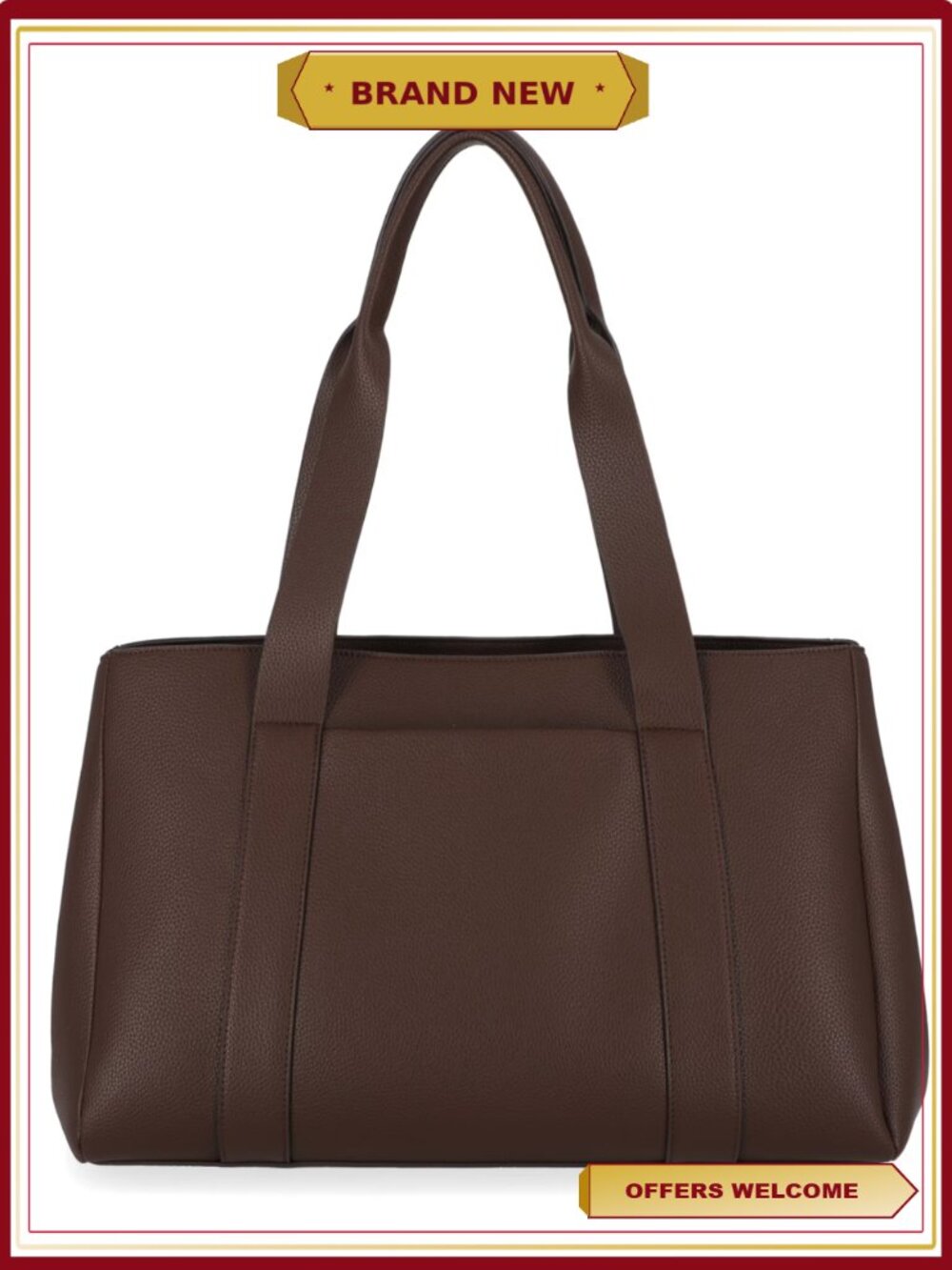 Faux Leather Work Tote Handbag, Laptop Bag, Women's Purse